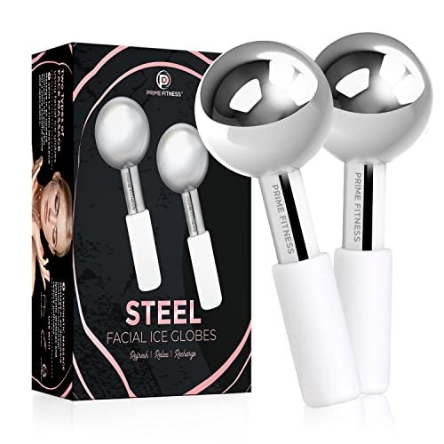 Ice Globes for Facials | Unbreakable Steel Cooling Roller | Cryo Sticks for Face | Massager for Face Neck & Eyes | Skin Care for Dark Circles, Puffiness, Wrinkles, Collagen Production (WHITE)
