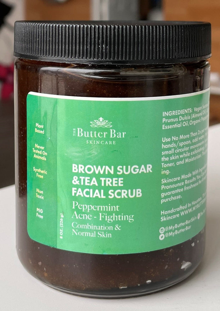 Brown Sugar & Tea Tree Peppermint Acne-Fighting Facial Scrub (Oily Acne-Prone Skin)